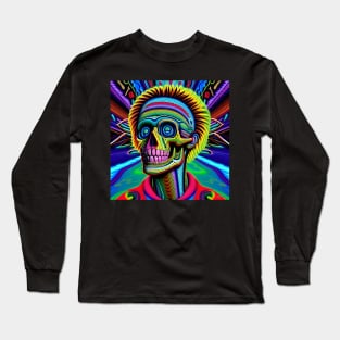 Vibrant Trippy Skull Art 45 Long Sleeve T-Shirt